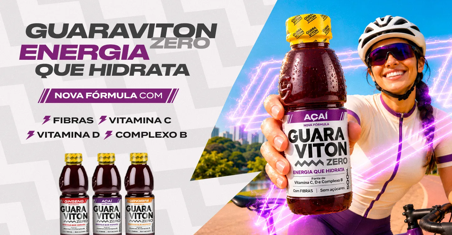Guaraviton Zero: energia que hidrata. Nova fórmula com fibras, vitamina C, vitamina D e complexo B.